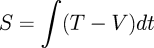 \displaystyle S = \int (T - V) dt