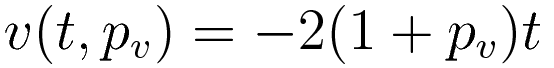 v(t,p_v) = -2(1 + p_v)t