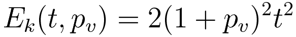 E_k(t,p_v) = 2(1 + p_v)^2t^2