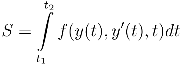 S = int\limits_{t_1}^{t_2}{f(y(t), y'(t), t)}{dt}