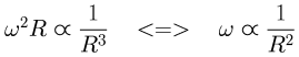 \omega^2R \varpropto \dfrac{1}{R^3}   \quad  <=>  \quad   \omega \varpropto \dfrac{1}{R^2}