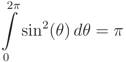 \int\limits_{0}^{2\pi} \sin^2(\theta) \, d\theta = \pi