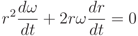 r^2 \frac{d\omega}{dt}  +  2 r \omega \frac{d(r)}{dt} = 0
